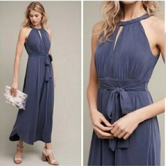 Anthropologie Moulinette Soeurs Eremita Blue Wide Leg Jumpsuit Size S NWT - Picture 1 of 10
